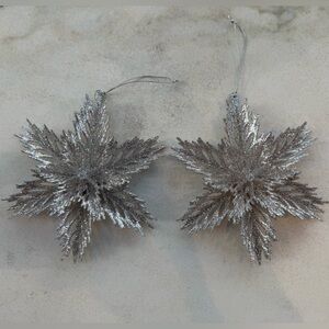 Silver Glitter Snowflake Ornaments (2 pieces)